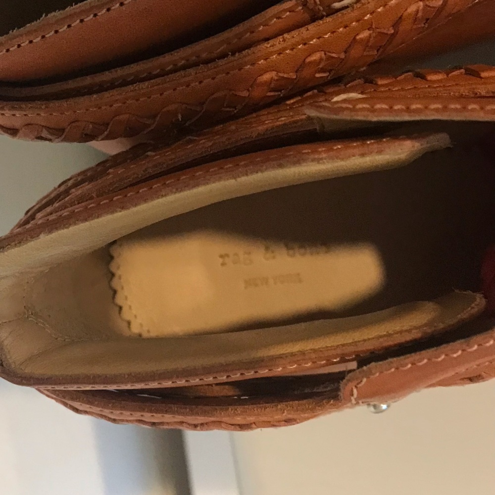 Rag & Bone brown camel Harrow braided belted ankle leather boots SZ 8.5 - Picture 4 of 11